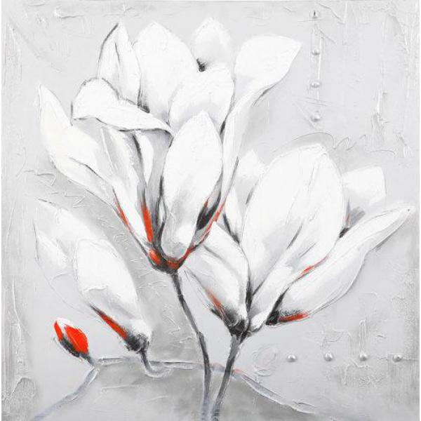 Impresso Sobre Tela para Quadros Flores Brancas - Pi110290a - 100x100 Cm