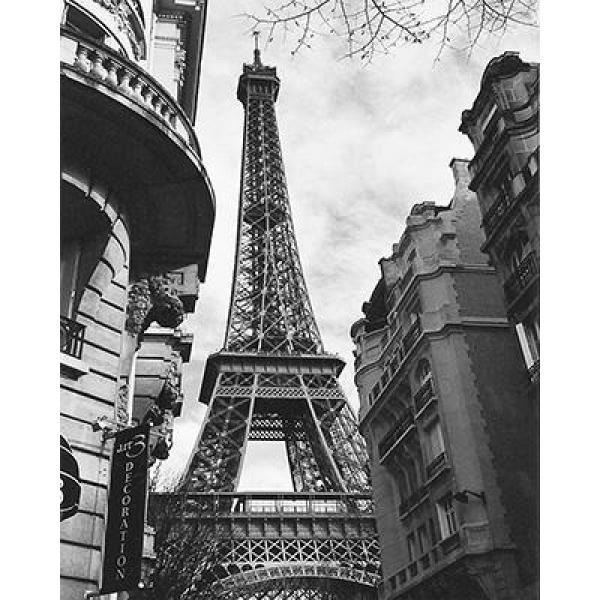 Gravura para Quadros Preto e Branco Bela Torre Eiffel Entre Prdios - 7865-810 - 25x20 Cm