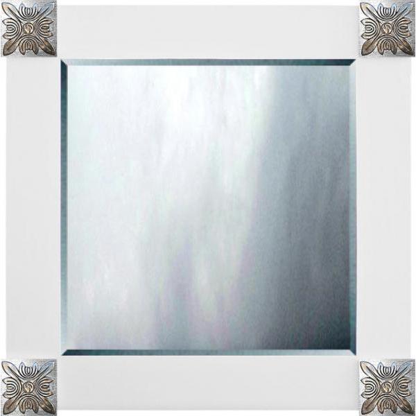 Moldura Decorativa Rstica Branco Detalhes em Metal para Espelho - ESP.045