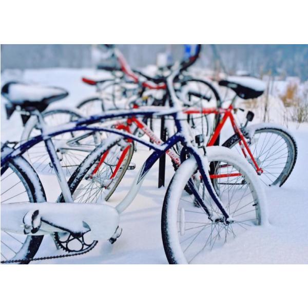 Impresso em Tela para Quadros Bicicletas Cobertas Por Neve - Afic1301 - 98x70 Cm