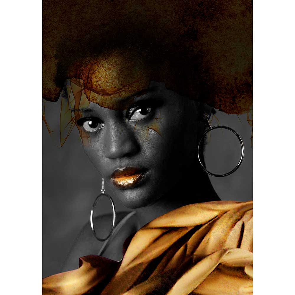 Gravura para Quadros Insigth Mulher Pele Negra Maquiada - Afi14813