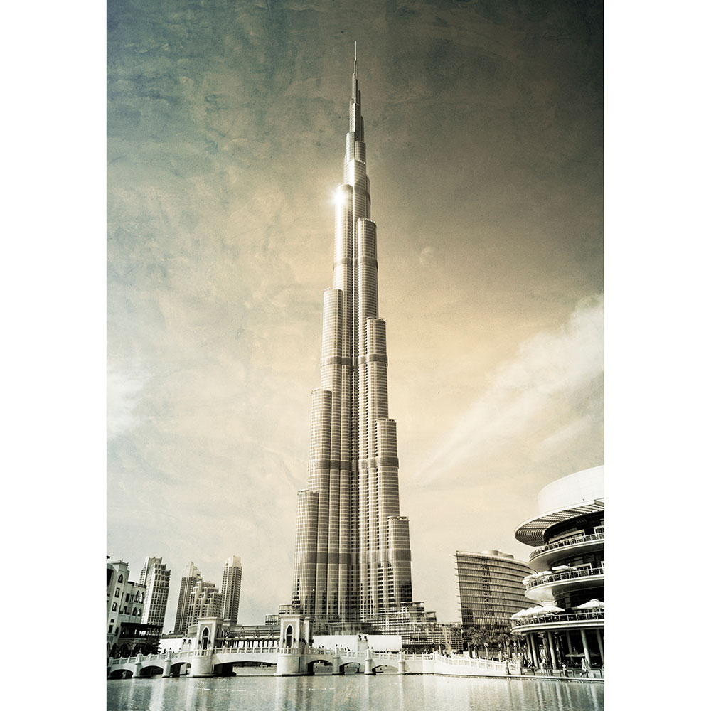 Gravura para Quadros Arquitetura Burj Khalifa em Dubai Preto e Branco - Afi11358