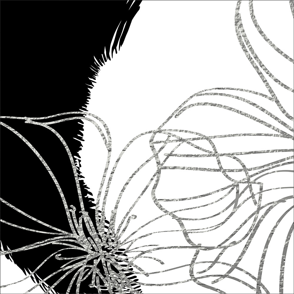 Gravura para Quadros Decorativo Traços em Linhas Florais Preto e Branco - Afi16725