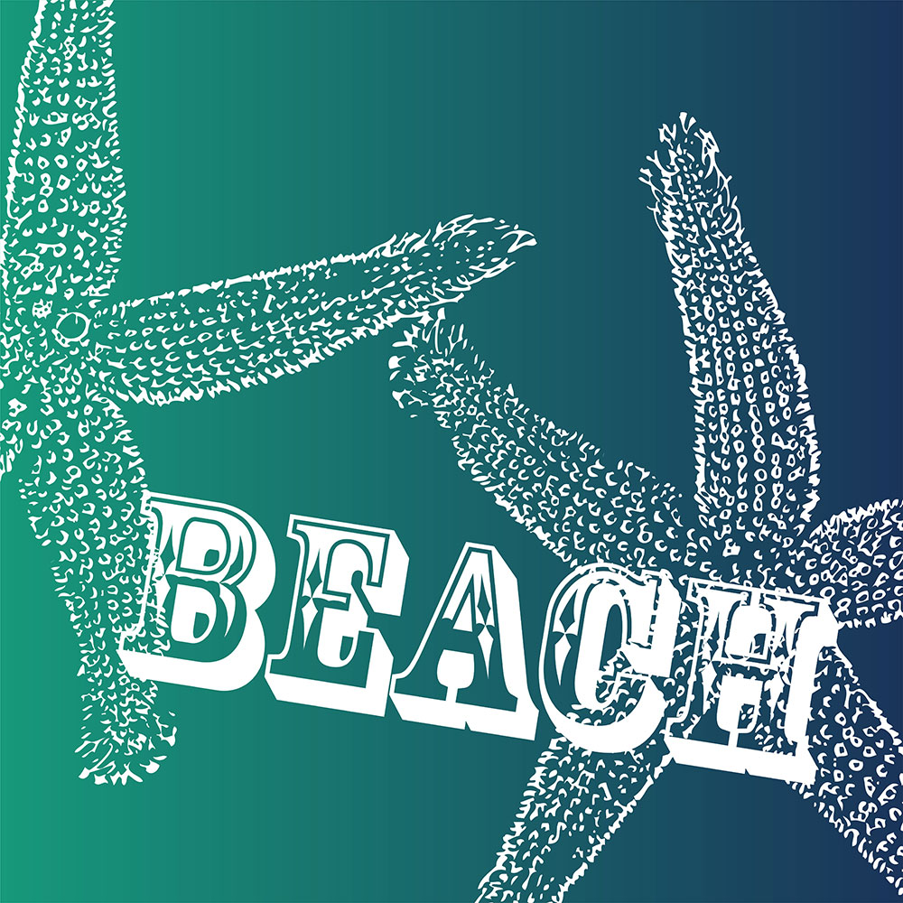 Gravura para Quadros Estrelas do Mar Ilustrativo Beach - Afi13888