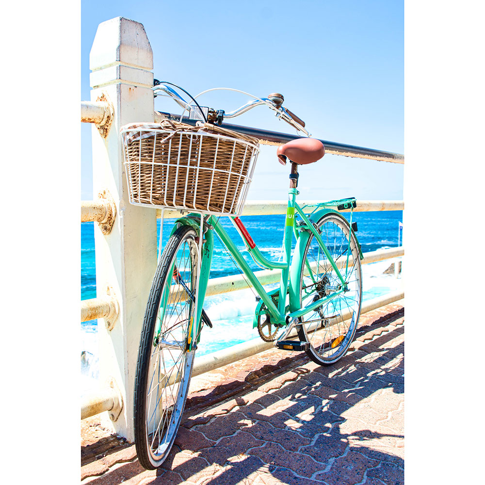 Tela para Quadros Bicicleta Verde Calçada Beira Mar - Afic13528 - 130x190 cm