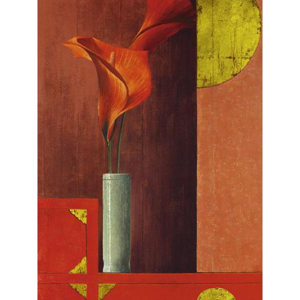 Gravura para Quadros Vaso com Flores Vermelhas - 08432 - 60x80 Cm
