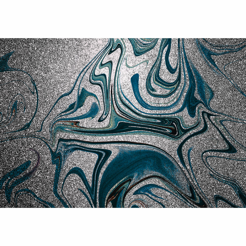 Tela para Quadros Abstrata Cores Prata Azul Preto - Afic13365 - 145x100 Cm