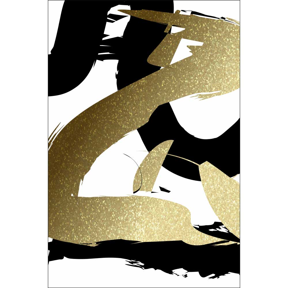 Gravura para Quadros Decorativos Abstrato Preto e Dourado - Afi10854