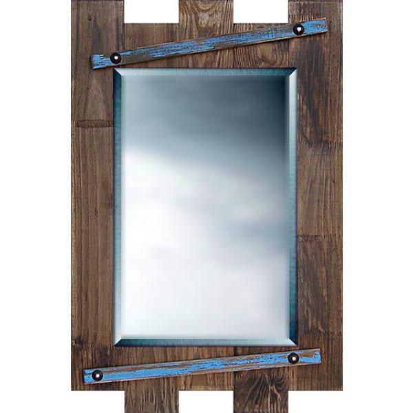 Moldura Decorativa Rústica com Detalhes em Azul para Espelhos - ESP.059