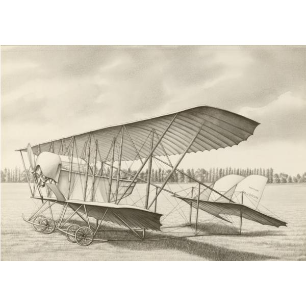 Impressão em Tela para Quadros Avião Wright Flyer Preto e Branco - Afic837