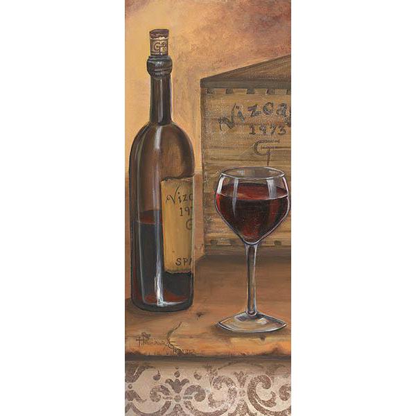 Gravura para Quadro Garrafa de Vinho com Taça - Sd7162b-410 - 10x25 Cm