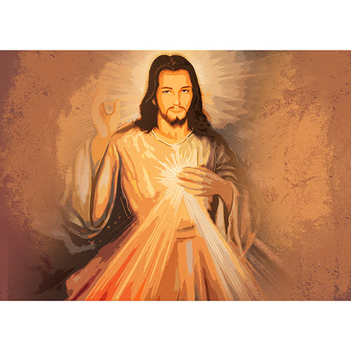 Tela para Quadros Sagrado Coração de Jesus Pintura Abstrata - Afic17576