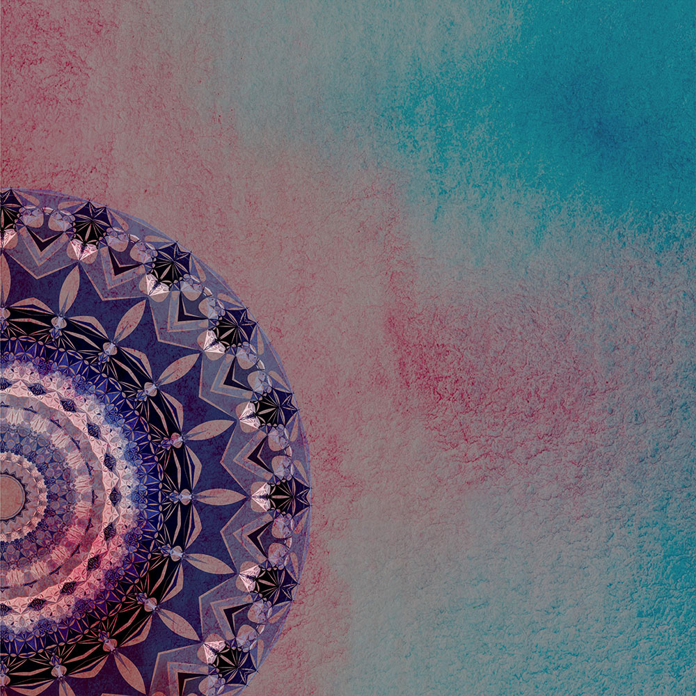 Tela para Quadros Decorativos Meia Mandala Azul Fundo Abstrato - Afic14559