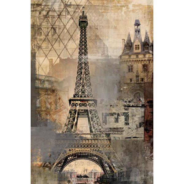 Impresso Sobre Tela para Quadros Cidade Destaque Torre Eiffel - Pi7720a - 60x90 Cm