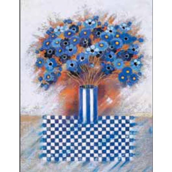 Gravura para Quadros Vaso com Mini Flores Azul - Ncn3240 - 40x50 Cm