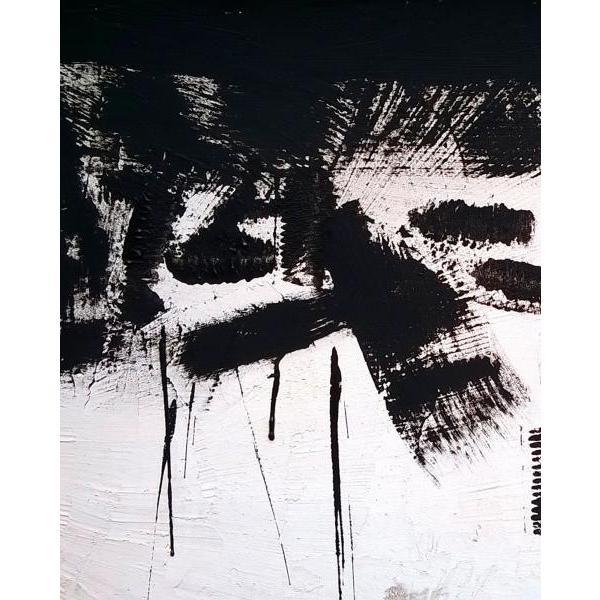 Gravura para Quadros Imagem Abstrato com Riscos Preto Fundo Branco - 40x50 cm