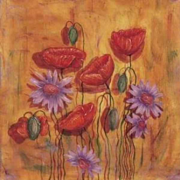 Gravura para Quadros Flores Vintage Coloridas - Wl3596 - 33x33 Cm