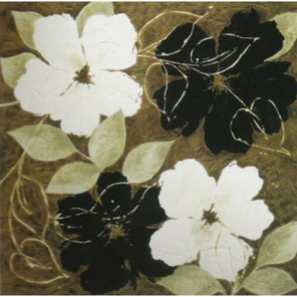 Gravura para Quadros Flores Grandes Preto e Branco - Ncn4754 - 50x50 Cm