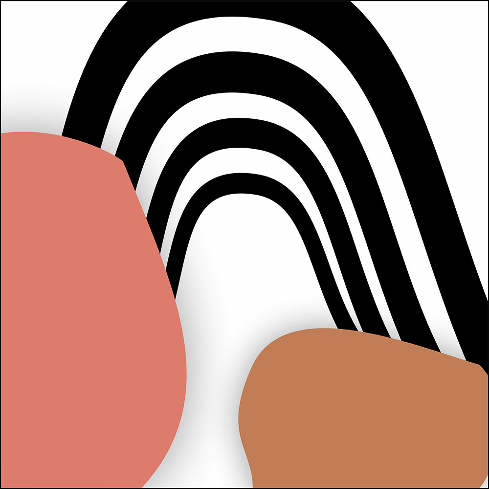 Gravura para Quadros Geomtrico Preto Ondas e Bolas Coloridas - Afi13702