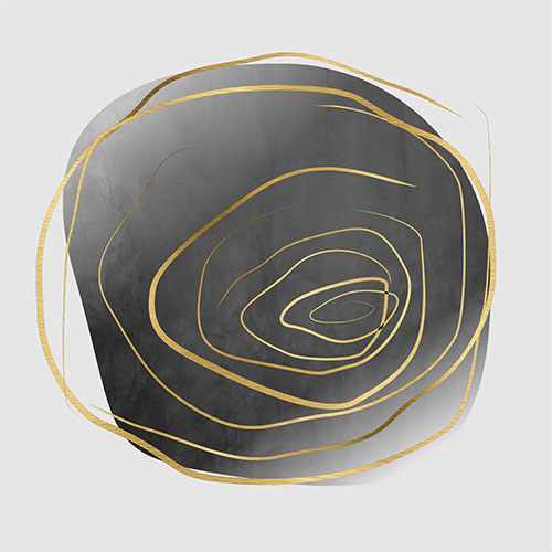 Gravura para Quadros Abstrato Fundo Branco Linhas em Circulo Dourada - Afi18135