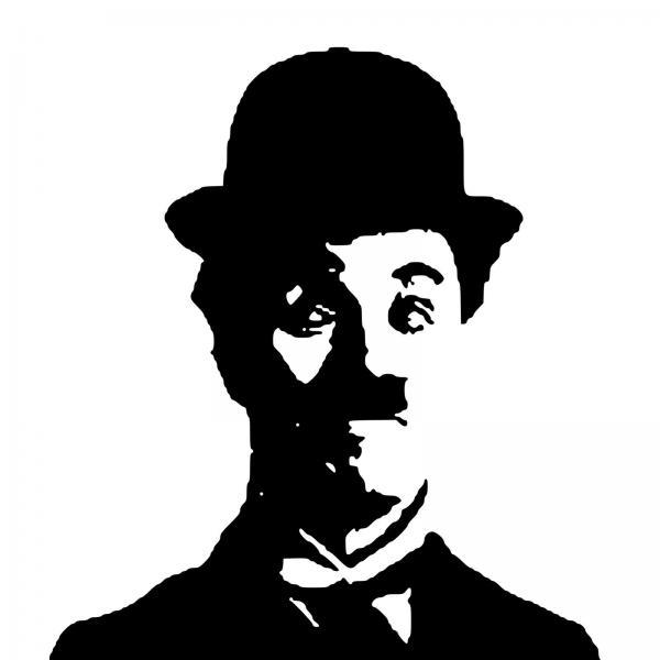 Impressão em Tela para Quadros Decorativos Charles Spencer Chaplin em Preto e Branco - Afic2637