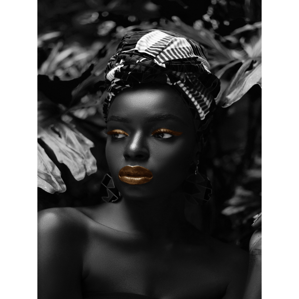 Gravura para Quadros Africana com Lenço No Cabelo Maquiada - Afi11340