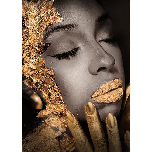 Tela para Quadros Decorativo Pintura Facial Dourada - Afic20008