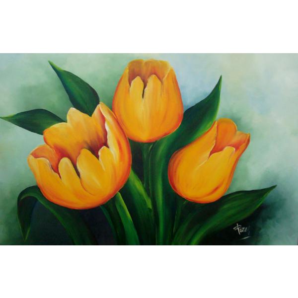 Pintura em Painel Floral R087 - 130X80 CM