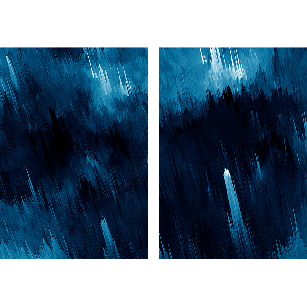 Gravura para Quadros Recortada Abstrato Pintado Azul Vertical - Afi15931a - 145x100 Cm