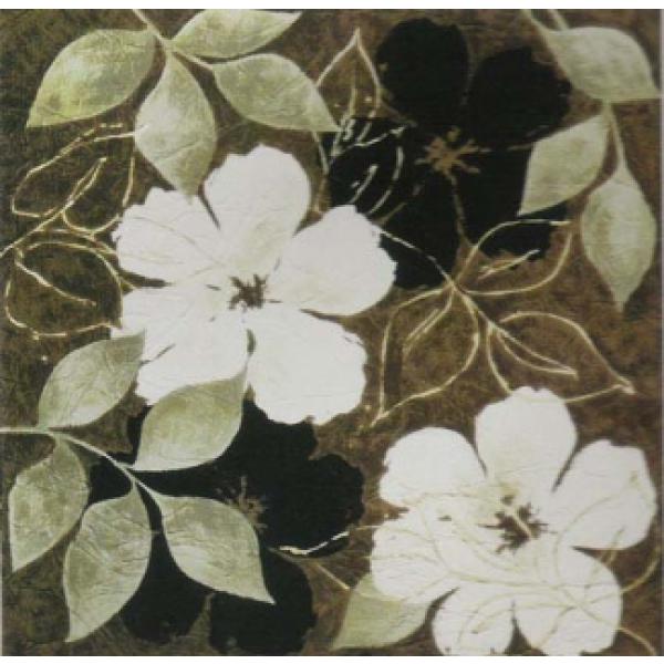 Gravura para Quadros Flores Preta e Branca - Ncn4755 - 50x50 Cm