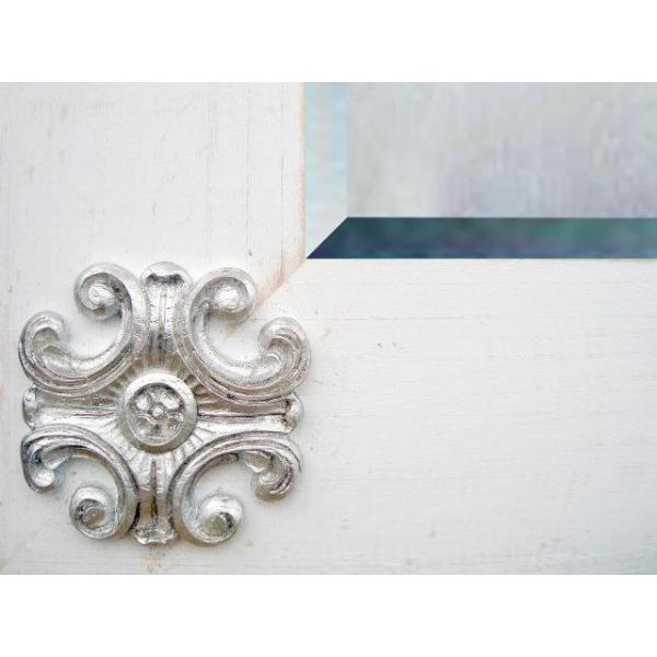Moldura Decorativa R�stica Branco com Detalhes em Prata - ESP. 038