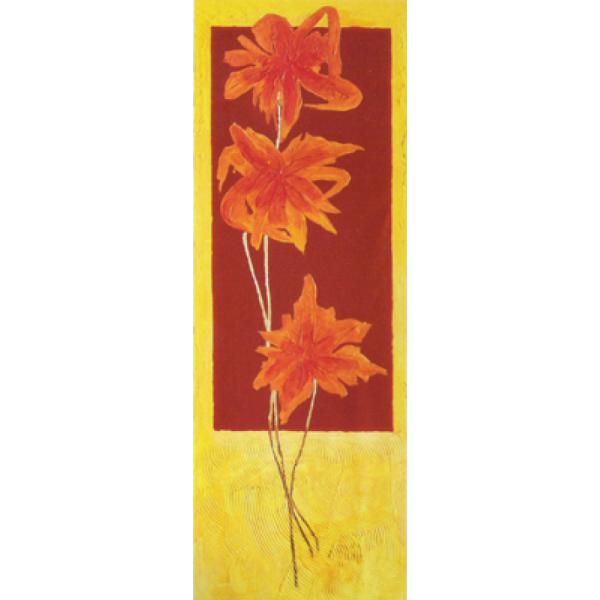 Gravura para Quadros Decorativo Flores Laranja - Ncn4389 - 25x70 Cm