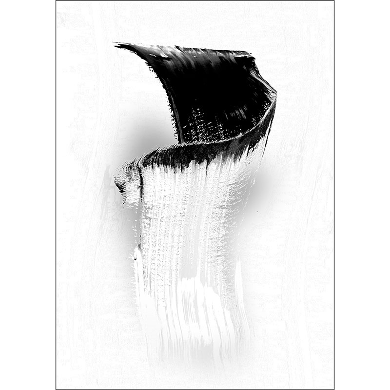 Tela para Quadros Abstrato Pintura Preto e Branco I - Afic18740