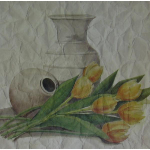 Gravura para Quadros Flores de Tulipa Amarela - Ncn3323-2 - 40x50 Cm