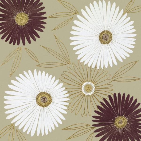 Gravura para Quadros Decorativos Floral Margaridas Brancas e Marrom - 063139 - 50x50 Cm