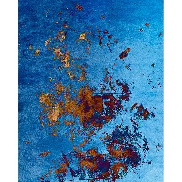Tela para Quadros Abstrato Fundo Azul com Dourado I - Afic17289