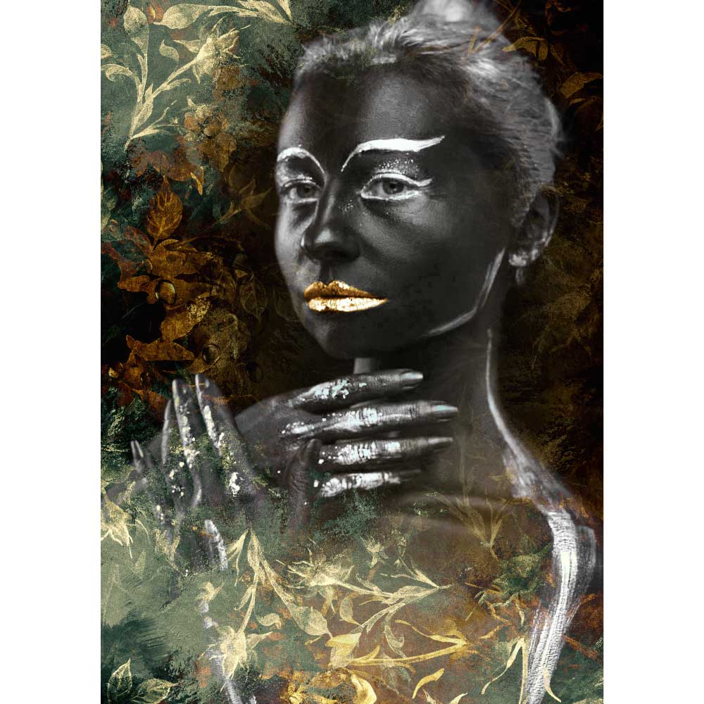 Gravura para Quadros Decorativos Insigth Face Mulher Negra Colorida - Afi10850