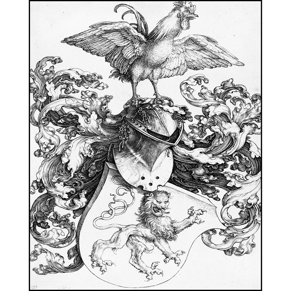 Gravura para Quadros Arte Contemporânea Brasão de Armas Leão e Galo - Afi13554 - 80x100 Cm