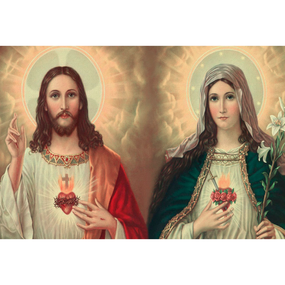 Gravura para Quadros Sagrado Coração de Maria e Jose - Afi12573 - 70x50 Cm