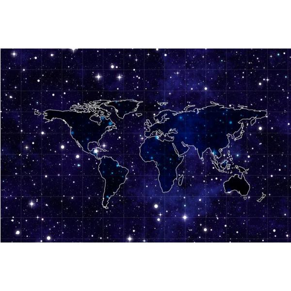 Impressão em Tela para Quadros Mapa Mundi Estrelado - Afic4201
