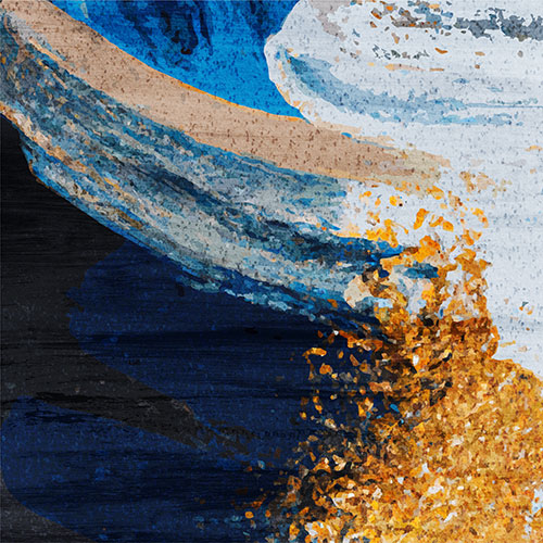Gravura para Quadros Abstrato Moderno Tons Azul Branco e Dourado I - Afi19421