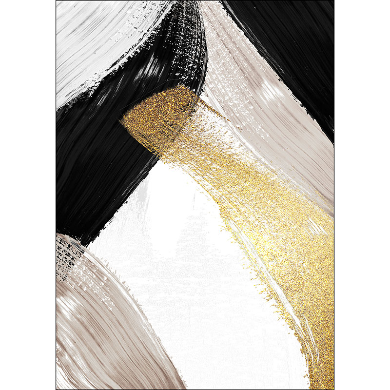 Tela para Quadros Decorativo Abstrato Moderno Preto e Branco - Afic18741