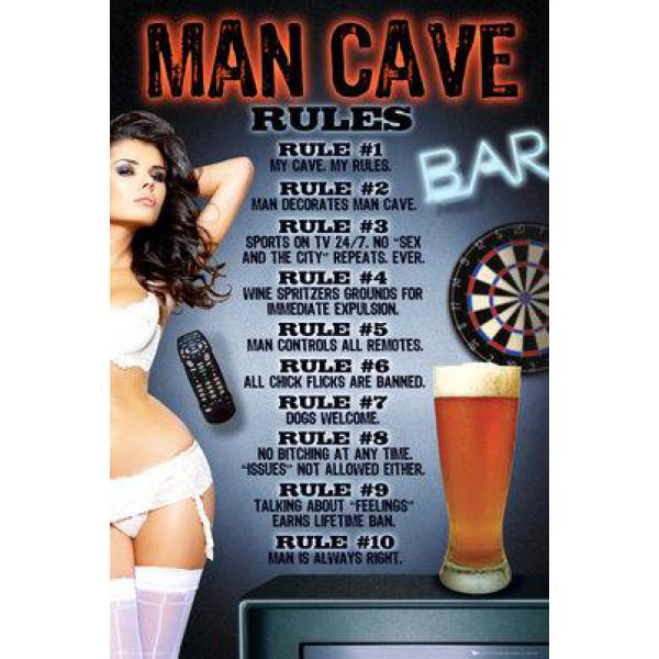 Gravura para Quadros Bebidas Mulher Man Cave Bar Siga As Regras - Gn0708 - 60x90 Cm