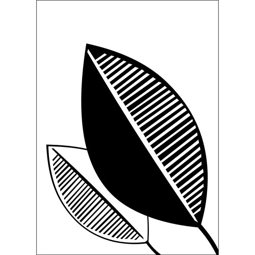 Gravura para Quadros Par de Folhas Ilustrativa Preto e Branco - Afi17610