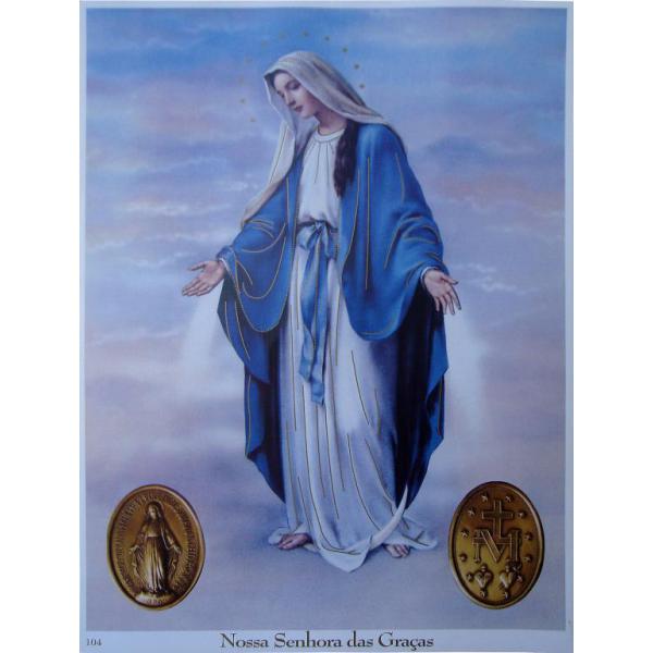 Gravura para Quadro Religioso Nossa Senhora Das Graças - 104 - 32x44 Cm