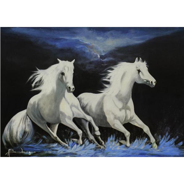 Gravura para Quadros Cavalos Brancos 70x50 cm