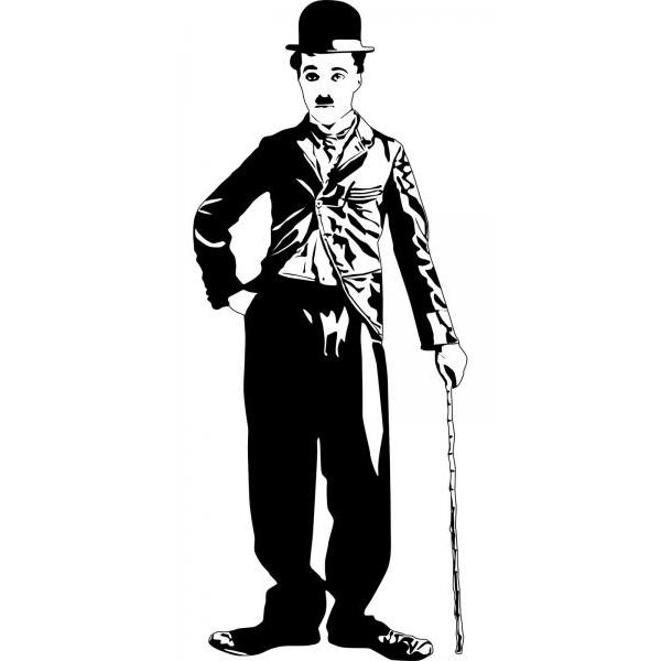 Impressão em Tela para Quadros Charlie Chaplin Preto e Branco - Afic2642 - 35x70 Cm