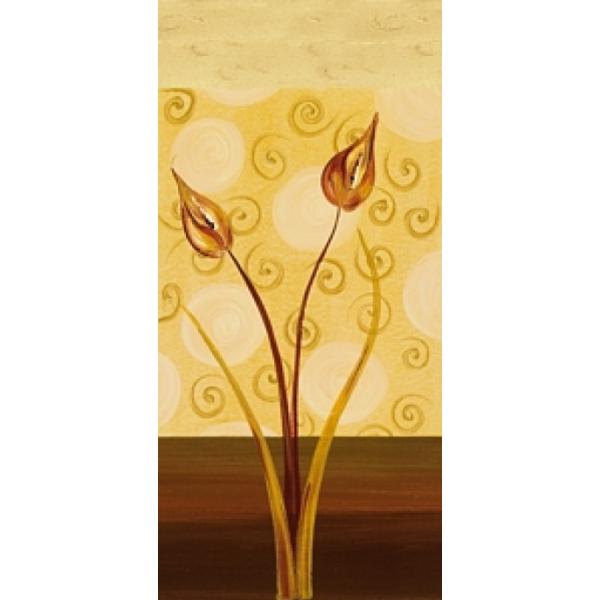 Gravura para Quadros Floral Flores Douradas - Dn318 - 30x70 Cm