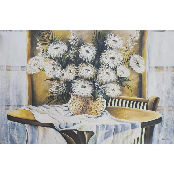 Gravura para Quadros Mesa com Vaso Floral Calndula - An009 - 90x60 Cm