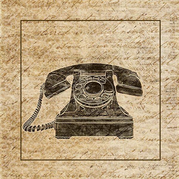 Gravura para Quadros Vintage Telefone Antigo - 8769f-12 - 30x30 Cm